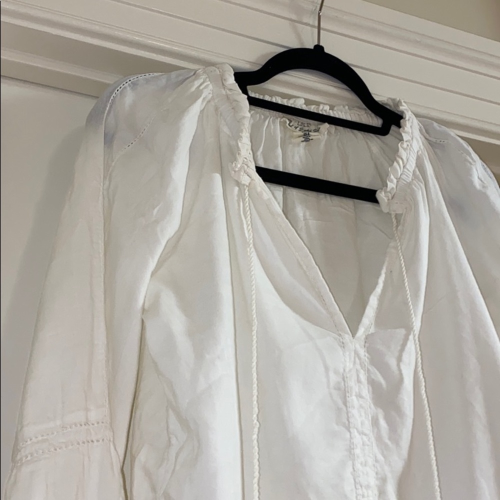 LOGG H&M V-neck Embroidered Eyelet Top
